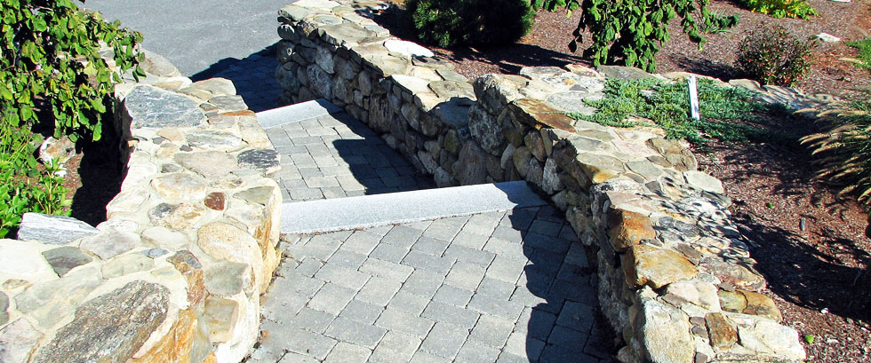 Pictured: residential walkway and steps installation in Littleton, MA